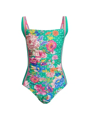 Johnny Was Women's Marilyn Sweetspire Print Ruched One-Piece Swimsuit - Sweetspire - Size Small | Thumbnail 1 Johnny Was Women's Marilyn Sweetspire Print Ruched One-Piece Swimsuit - Sweetspire - Size Small | Thumbnail 1