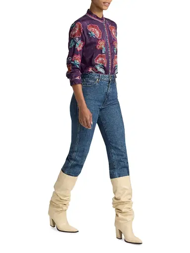 Johnny Was Women's Simone Floral-Embroidered Blouse - Purple Pennant | Thumbnail 2