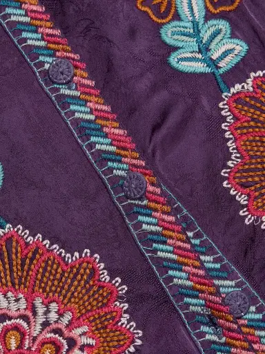Johnny Was Women's Simone Floral-Embroidered Blouse - Purple Pennant | Thumbnail 7
