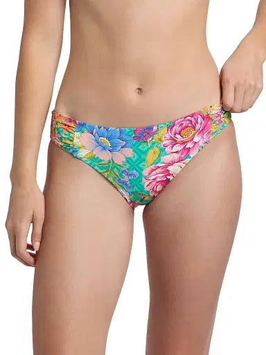 Johnny Was Women's Sweetspire Print Ruched Hipster Bikini Bottom - Sweetspire - Size Large | Thumbnail 3