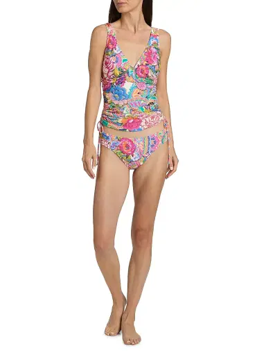 Johnny Was Women's Crispire Print Drawstring Ruched Tankini Top - Crispire - Size XS | Thumbnail 2 Johnny Was Women's Crispire Print Drawstring Ruched Tankini Top - Crispire - Size XS | Thumbnail 2