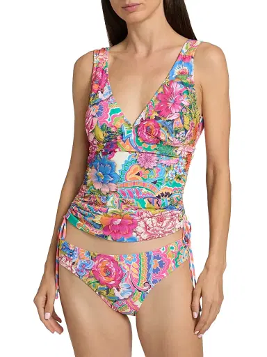Johnny Was Women's Crispire Print Drawstring Ruched Tankini Top - Crispire - Size XS | Thumbnail 3 Johnny Was Women's Crispire Print Drawstring Ruched Tankini Top - Crispire - Size XS | Thumbnail 3