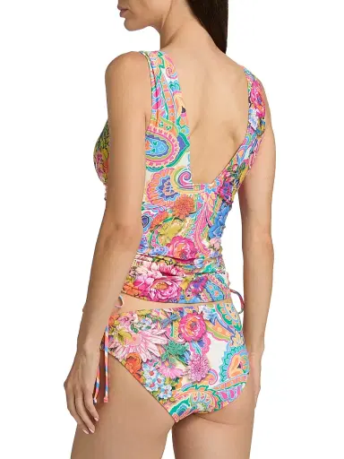 Johnny Was Women's Crispire Print Drawstring Ruched Tankini Top - Crispire - Size XS | Thumbnail 4 Johnny Was Women's Crispire Print Drawstring Ruched Tankini Top - Crispire - Size XS | Thumbnail 4