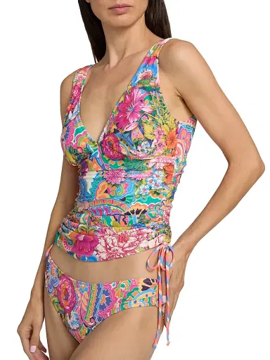 Johnny Was Women's Crispire Print Drawstring Ruched Tankini Top - Crispire - Size XS | Thumbnail 5 Johnny Was Women's Crispire Print Drawstring Ruched Tankini Top - Crispire - Size XS | Thumbnail 5