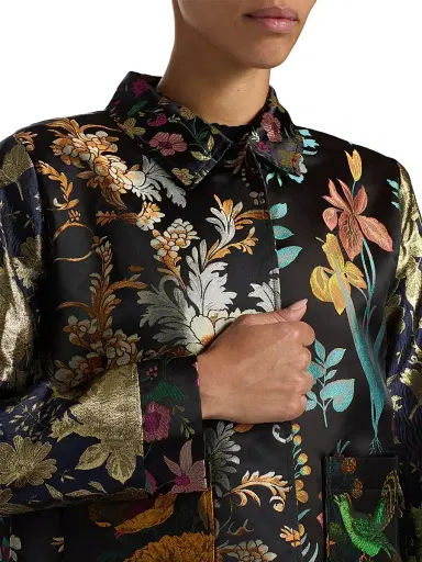 Johnny Was Women's Limited Edition Floral Jacquard Satin Crop Jacket - Black | Thumbnail 6 Johnny Was Women's Limited Edition Floral Jacquard Satin Crop Jacket - Black | Thumbnail 6