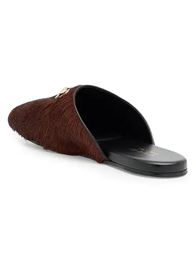 Gucci Men's Goat Hair Horsebit Mules - Black Platinum | Thumbnail 2