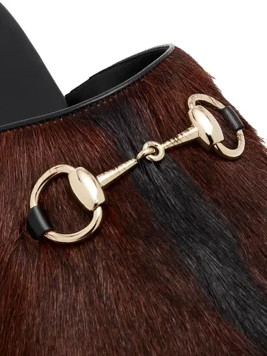 Gucci Men's Goat Hair Horsebit Mules - Black Platinum | Thumbnail 4