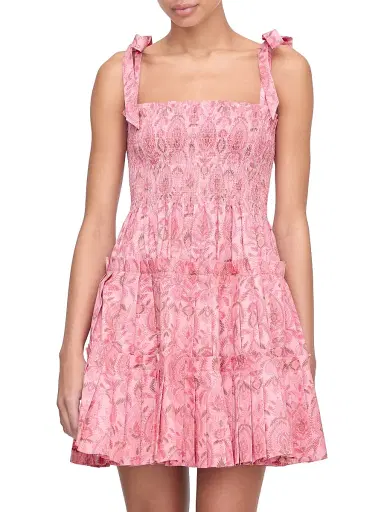 Hill House Home Women's The Ribbon Charlotte Nap Dress - Pink Palm Ikat - Size XXL | Thumbnail 2