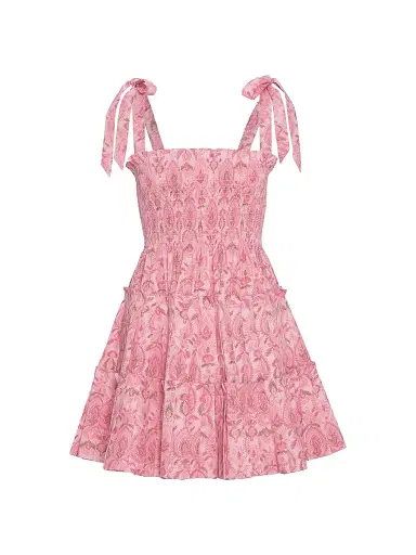 Hill House Home Women's The Ribbon Charlotte Nap Dress - Pink Palm Ikat - Size XXL | Thumbnail 1