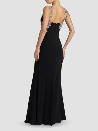 Mac Duggal Women's Evening Beaded Jersey Sleeveless Gown - Black Multi - Size 12 | Thumbnail 2