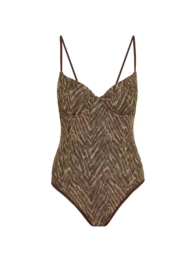 Ramy Brook Women's Jayda Metallic One-Piece Swimsuit - Beach Brown