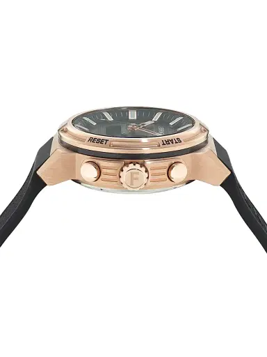 FERRAGAMO Men's Ren Rose Goldtone-Plated & Silicone Strap Watch/43MM - Black With Gold | Thumbnail 3