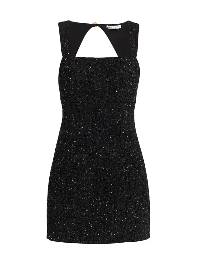 ALICE + OLIVIA Women's Keria Fitted Tweed Minidress - Black