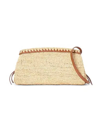 STAUD Women's Maude Leather-Trim Raffia Clutch - Natural And Tan | Thumbnail 2 STAUD Women's Maude Leather-Trim Raffia Clutch - Natural And Tan | Thumbnail 2
