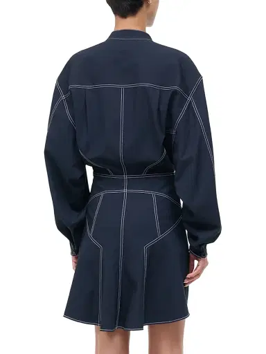 Staud Women's Kiln Contrast Stitch Shirtdress - Navy - Size 12 | Thumbnail 5