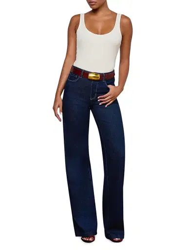L'Agence Women's Clayton High-Rise Stretch Wide-Leg Jeans - Dark Blue - Size 24 | Thumbnail 2