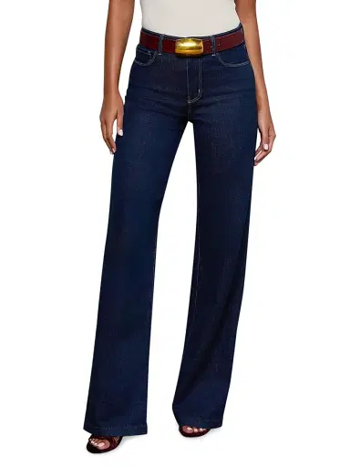 L'Agence Women's Clayton High-Rise Stretch Wide-Leg Jeans - Dark Blue - Size 24 | Thumbnail 3