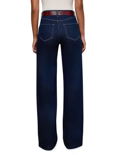 L'Agence Women's Clayton High-Rise Stretch Wide-Leg Jeans - Dark Blue - Size 24 | Thumbnail 4