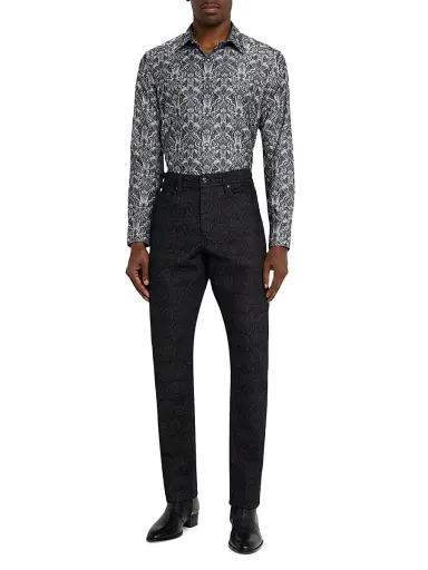 Robert Graham Men's Highland Damask Button-Front Shirt - Dark Grey - Size Small | Thumbnail 2