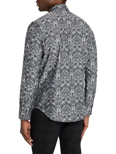 Robert Graham Men's Highland Damask Button-Front Shirt - Dark Grey - Size Small | Thumbnail 4