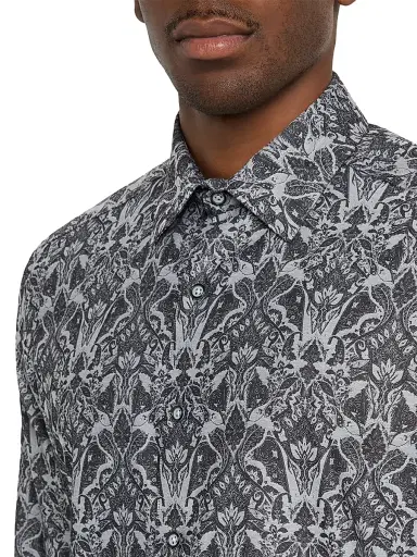 Robert Graham Men's Highland Damask Button-Front Shirt - Dark Grey - Size Small | Thumbnail 5