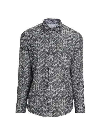 Robert Graham Men's Highland Damask Button-Front Shirt - Dark Grey - Size Small | Thumbnail 1