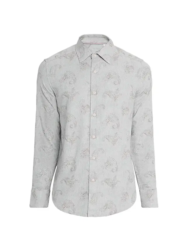 Men's Knox Paisley Cotton Button-Front Shirt - Pink