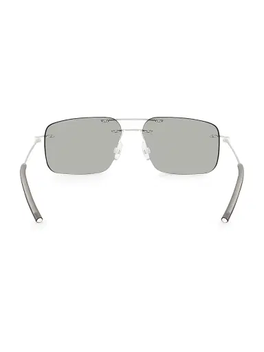 Moncler Men's Orbit 56MM Rectangular Sunglasses - Silver | Thumbnail 4