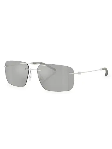 Moncler Men's Orbit 56MM Rectangular Sunglasses - Silver | Thumbnail 1