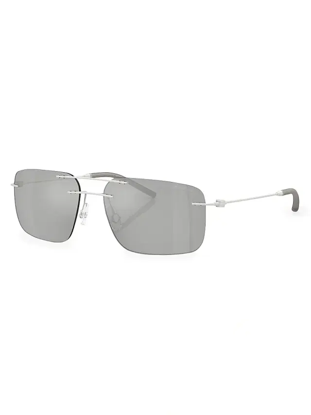 Moncler Men's Orbit 56MM Rectangular Sunglasses - Silver
