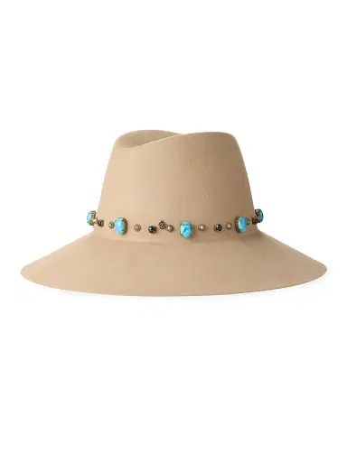Maison Michel Women's Kate Studded Wool Fedora - Beige - Size Medium | Thumbnail 1