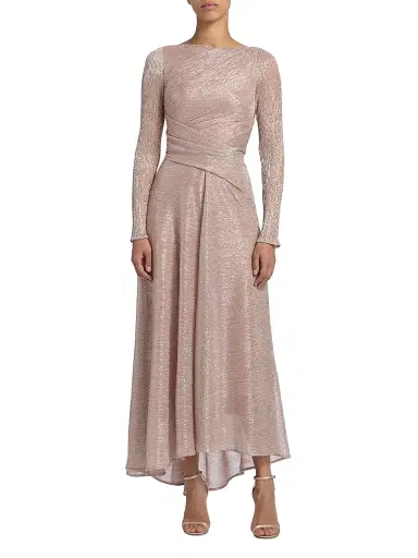 Talbot Runhof Women's Metallic Voile Boatneck Gown - Blush - Size 6 | Thumbnail 3 Talbot Runhof Women's Metallic Voile Boatneck Gown - Blush - Size 6 | Thumbnail 3