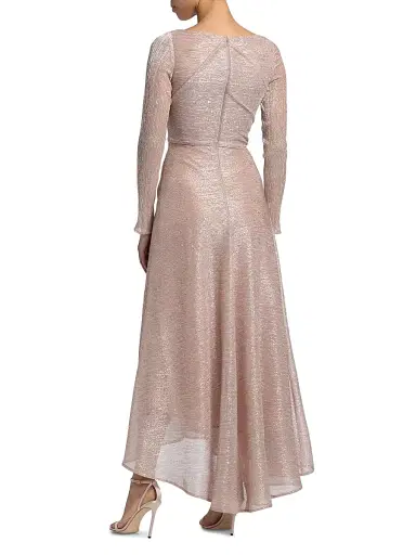 Talbot Runhof Women's Metallic Voile Boatneck Gown - Blush - Size 6 | Thumbnail 5 Talbot Runhof Women's Metallic Voile Boatneck Gown - Blush - Size 6 | Thumbnail 5