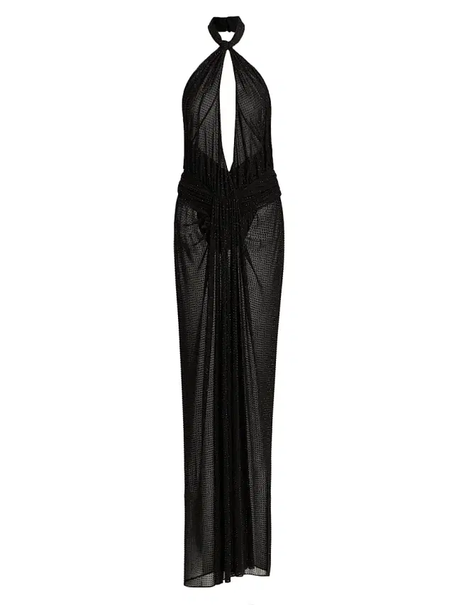 Ronny Kobo Women's Katia Rhinestone-Embellished Maxi Dress - Black