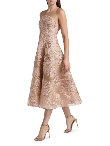 Naeem Khan Women's Floral Embroidered Strapless Cocktail Dress - Pink Multi - Size 0 | Thumbnail 2 Naeem Khan Women's Floral Embroidered Strapless Cocktail Dress - Pink Multi - Size 0 | Thumbnail 2