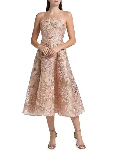 Naeem Khan Women's Floral Embroidered Strapless Cocktail Dress - Pink Multi - Size 0 | Thumbnail 3 Naeem Khan Women's Floral Embroidered Strapless Cocktail Dress - Pink Multi - Size 0 | Thumbnail 3