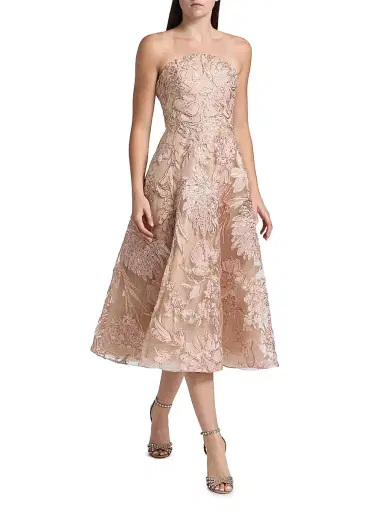 Naeem Khan Women's Floral Embroidered Strapless Cocktail Dress - Pink Multi - Size 0 | Thumbnail 4 Naeem Khan Women's Floral Embroidered Strapless Cocktail Dress - Pink Multi - Size 0 | Thumbnail 4