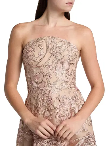 Naeem Khan Women's Floral Embroidered Strapless Cocktail Dress - Pink Multi - Size 0 | Thumbnail 6 Naeem Khan Women's Floral Embroidered Strapless Cocktail Dress - Pink Multi - Size 0 | Thumbnail 6