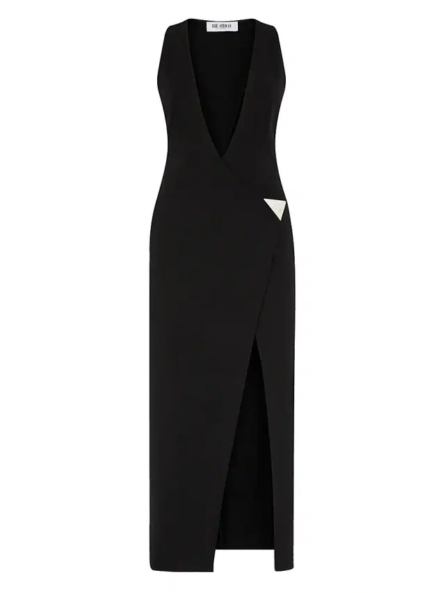 Women's Wrap-Style Maxi Dress - Black