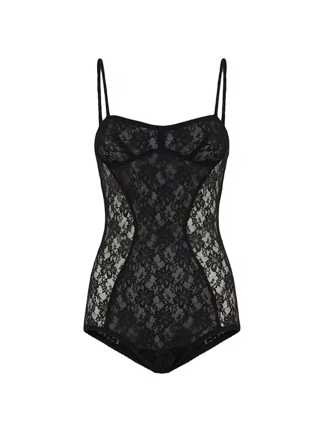 The Attico Women's Lace Paneled Bodysuit - Black