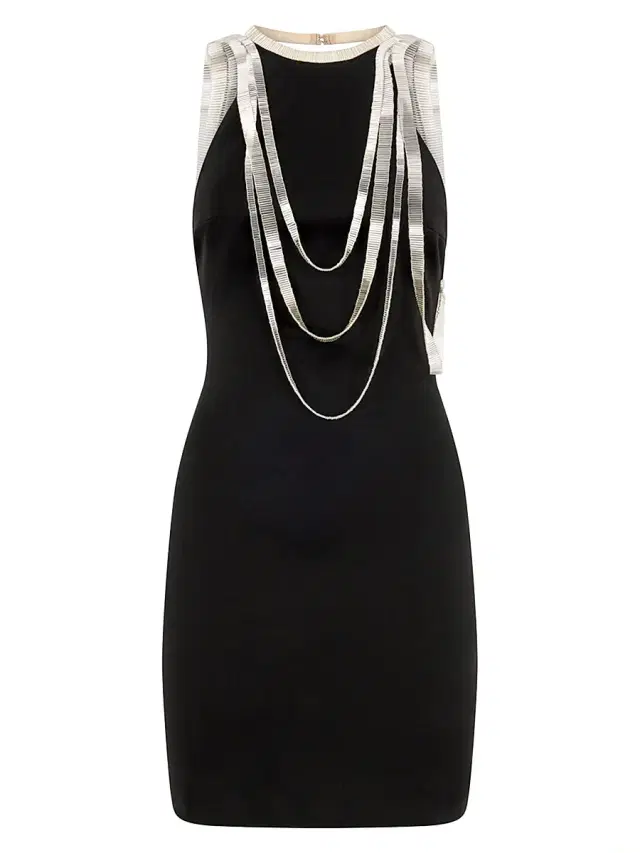 Women's Chain-Detailed Sleeveless Minidress - Black