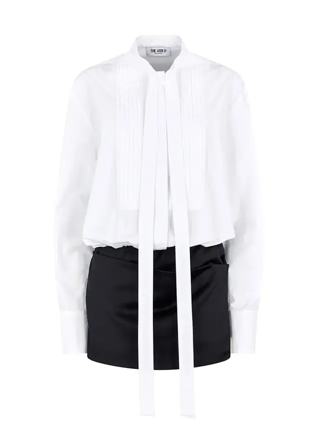 Women's Mixed-Media Minidress - White Black