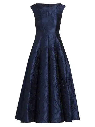 Talbot Runhof Women's Honeydrop Jacquard Cocktail Dress - Royal Navy - Size 6 | Thumbnail 1