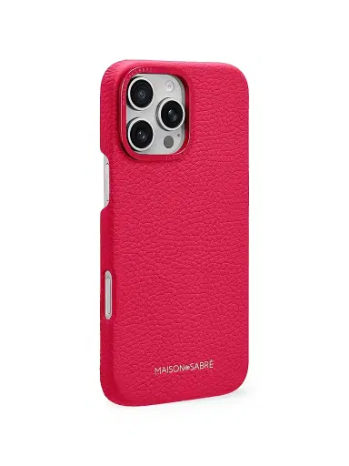Maison de Sabre Leather Phone Case (iPhone 16 Pro) - Shibuya Fuchsia | Thumbnail 3