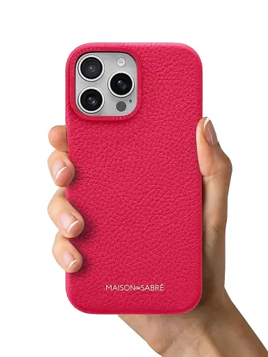 Maison de Sabre Leather Phone Case (iPhone 16 Pro) - Shibuya Fuchsia | Thumbnail 5