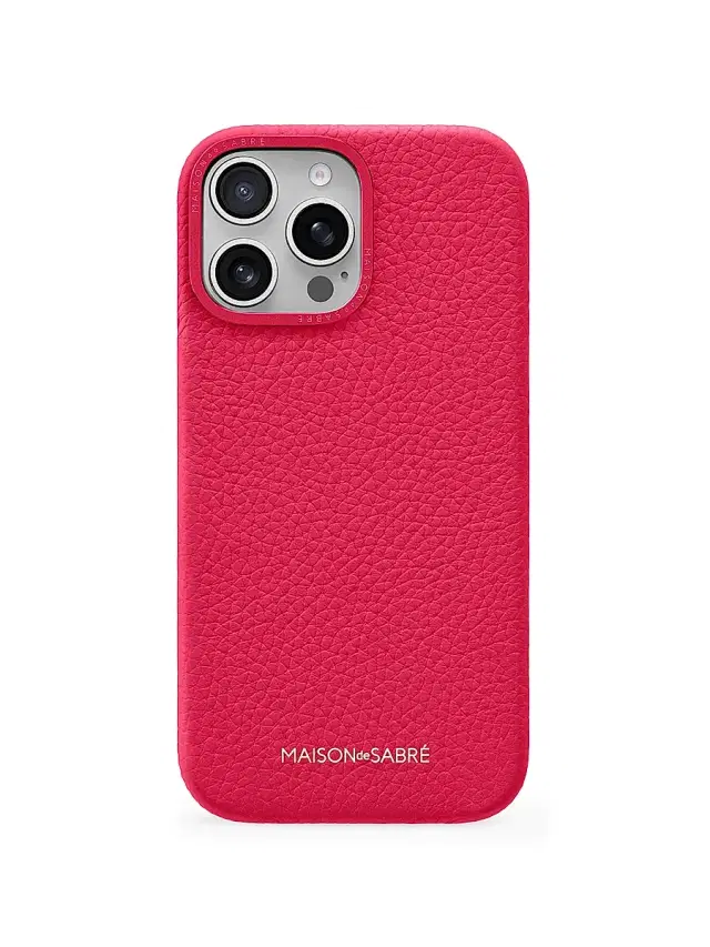 Maison de Sabre Leather Phone Case (iPhone 16 Pro) - Shibuya Fuchsia