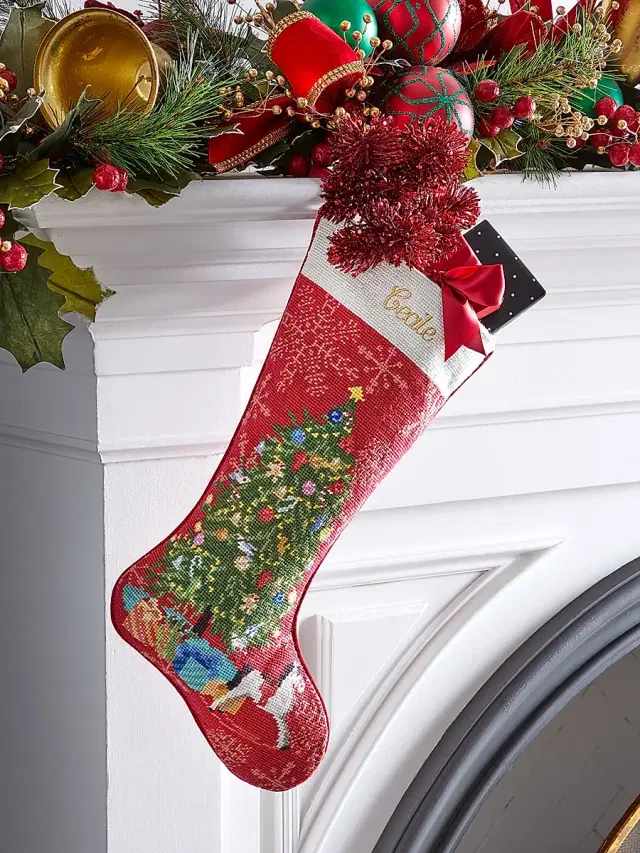 Sudha Pennathur Retro Tree Holiday Stocking