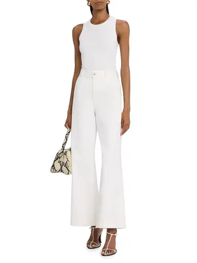 Argent Women's Beverly High-Rise Wide-Leg Cotton Trousers - White - Size 32 | Thumbnail 2 Argent Women's Beverly High-Rise Wide-Leg Cotton Trousers - White - Size 32 | Thumbnail 2