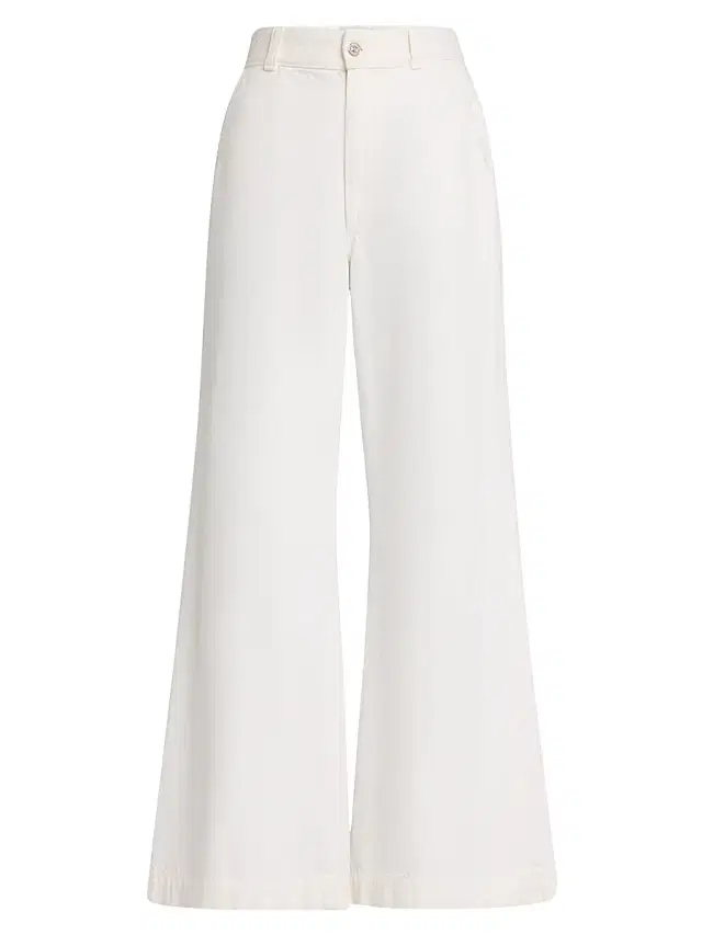 Women's Beverly High-Rise Wide-Leg Cotton Trousers - White