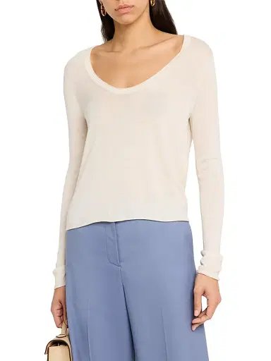 Argent Women's Merino Wool & Silk Pointelle Top | Thumbnail 3 Argent Women's Merino Wool & Silk Pointelle Top | Thumbnail 3